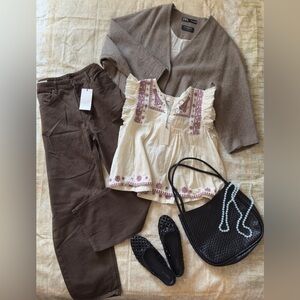 Zara mid rise Brown Baggy Jeans Pants